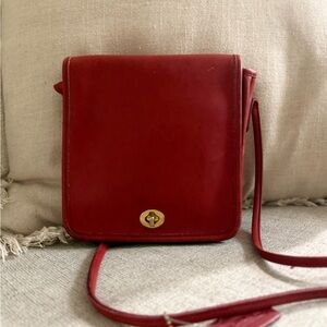 Vintage Coach NYC Red Compact Pouch Flap Crossbody 2067